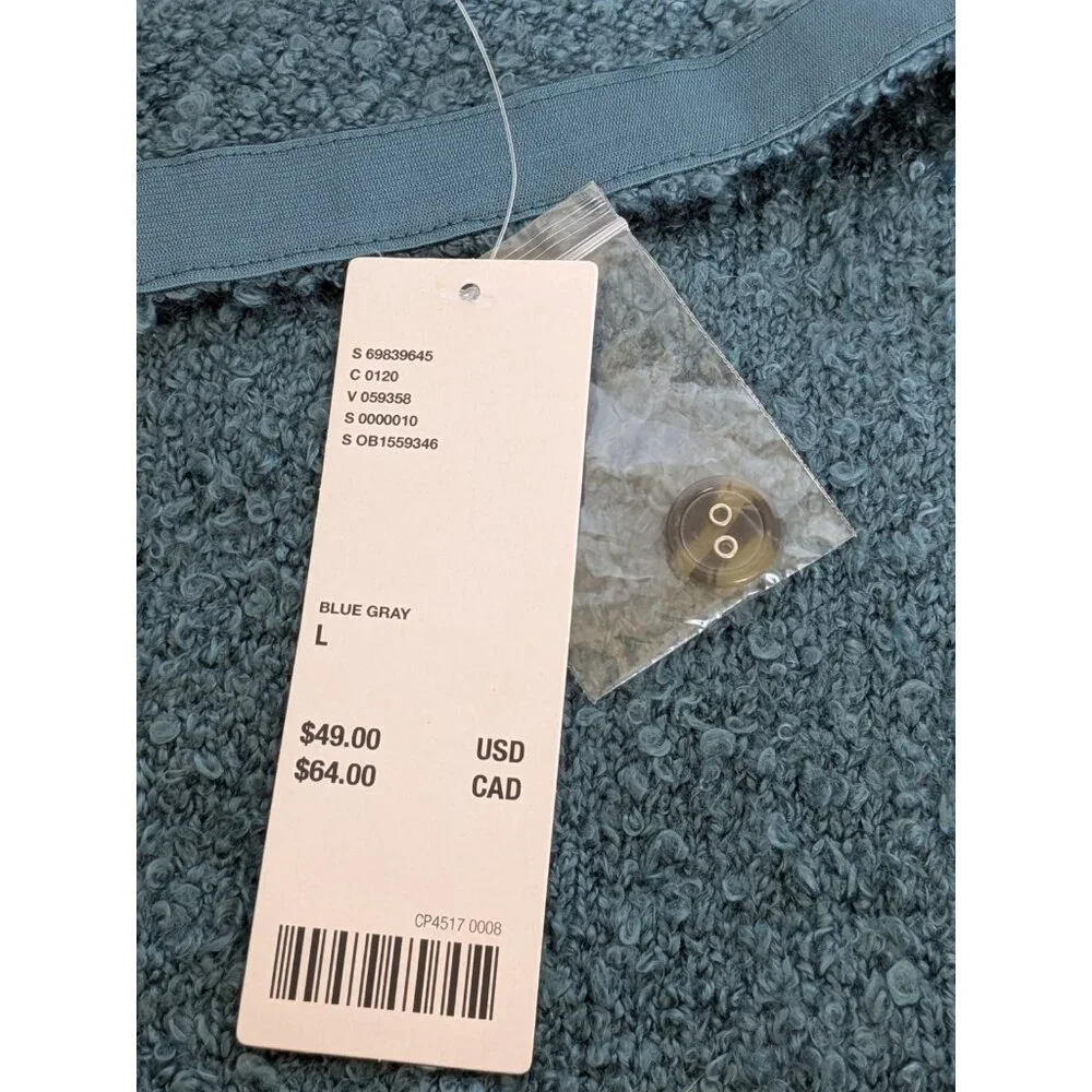 NWT Urban Outfitters Mini Skirt Aster Fuzzy Knit Buttons Blue Gray  Sz Large UO